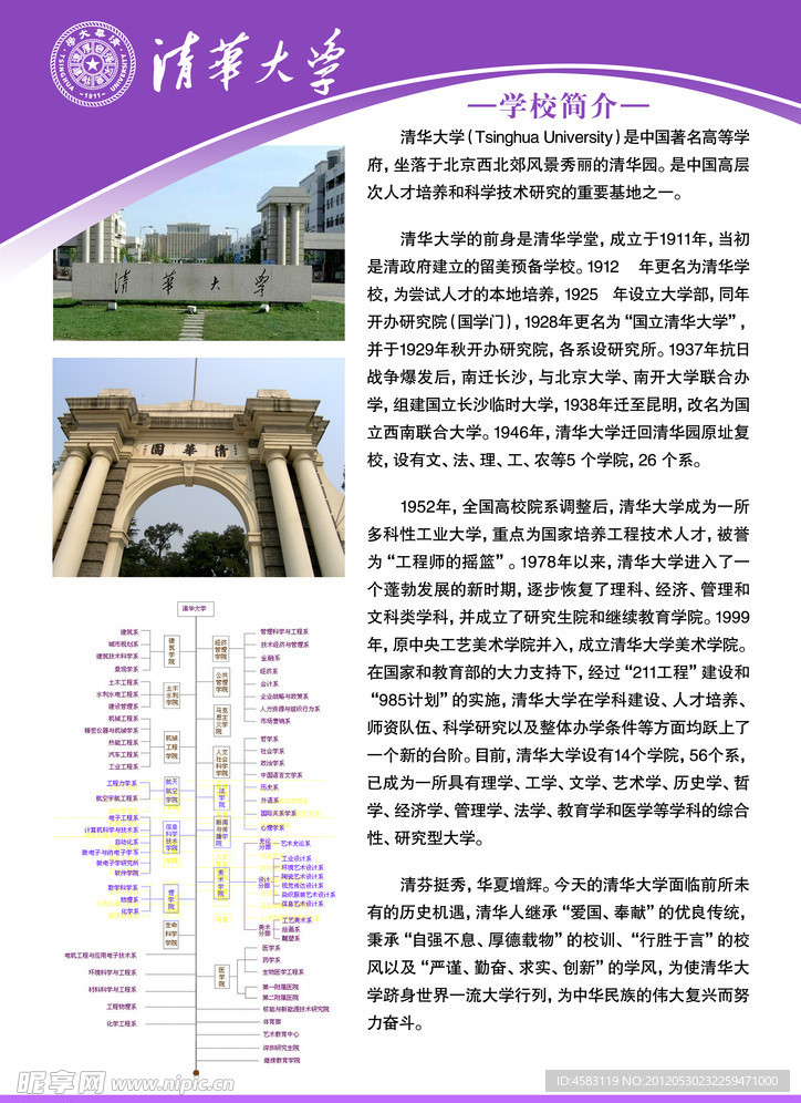 清华大学学校简介展板