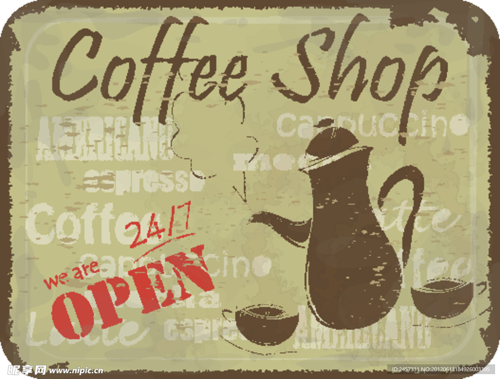 怀旧咖啡标签背景