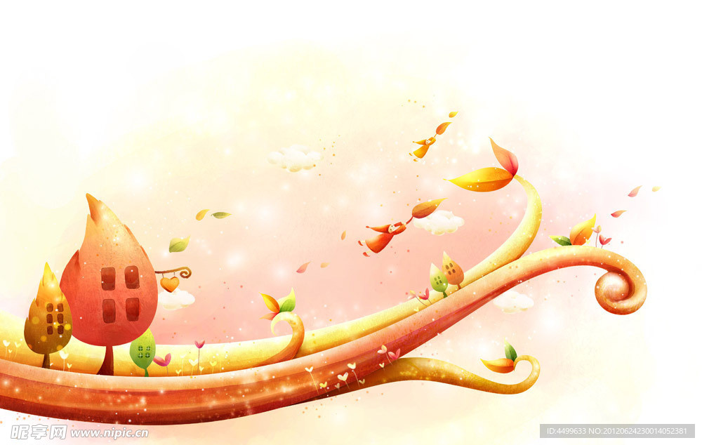 季节色彩卡通画图片