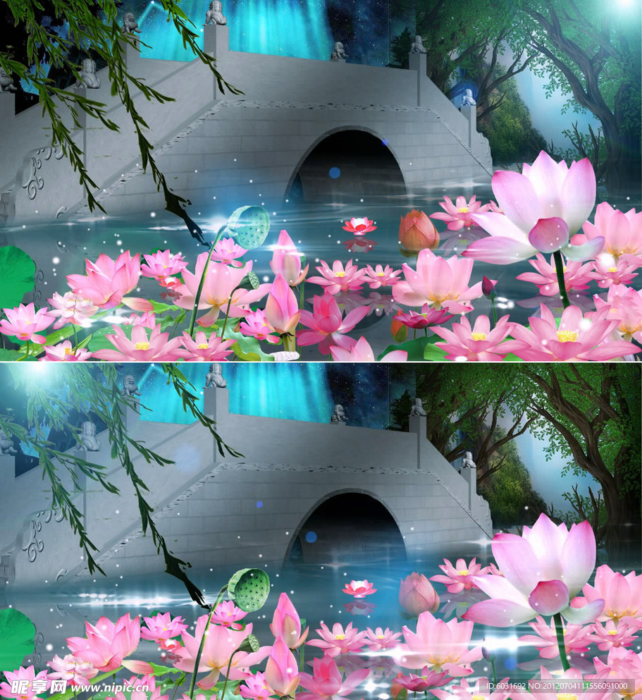 荷塘水光视频(AE)