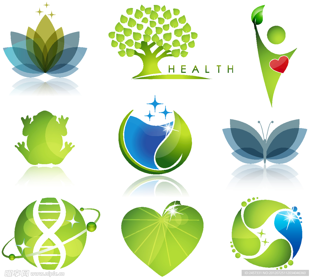 美容健康绿色环保图标