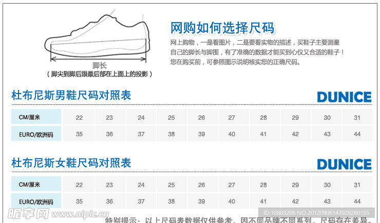 淘宝详情页之尺码表
