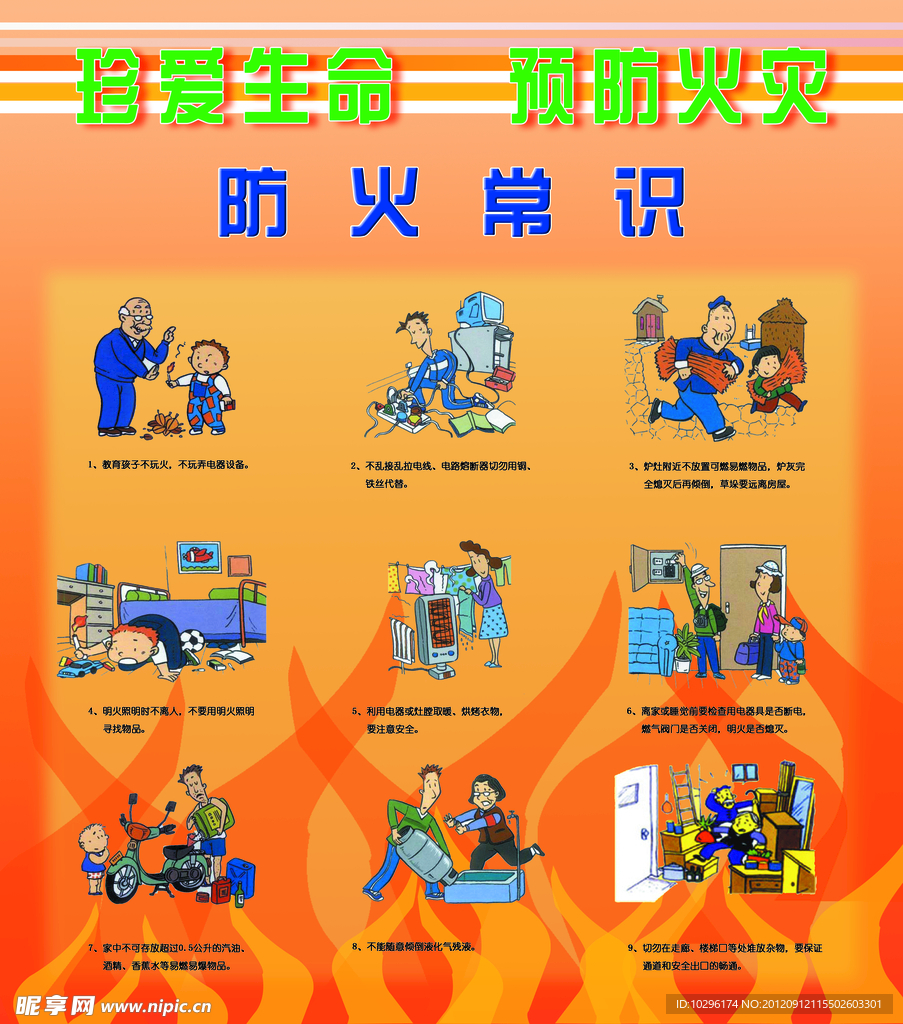 消防火知识 预防火灾展板