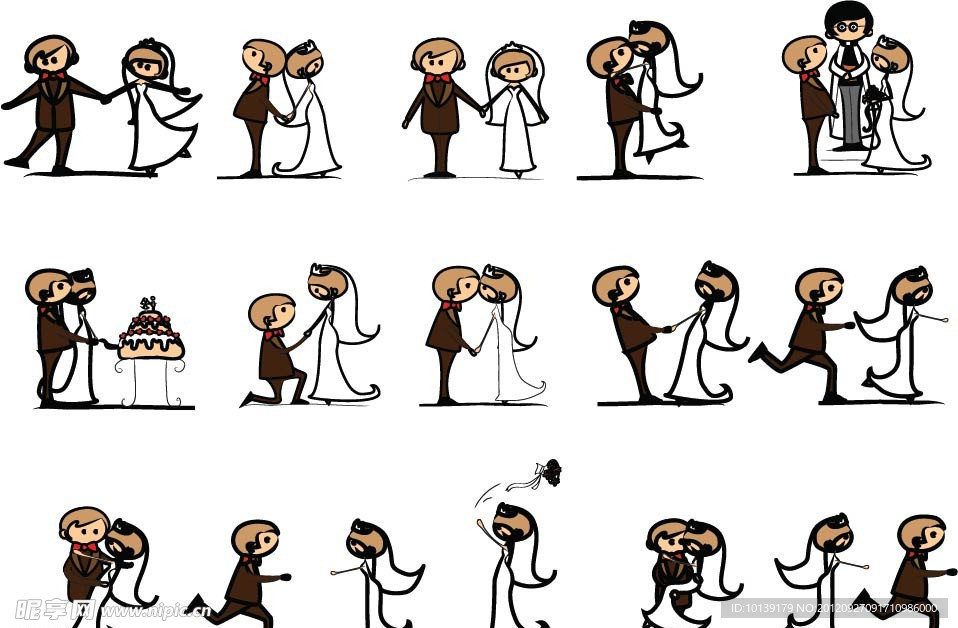 卡通婚礼人物