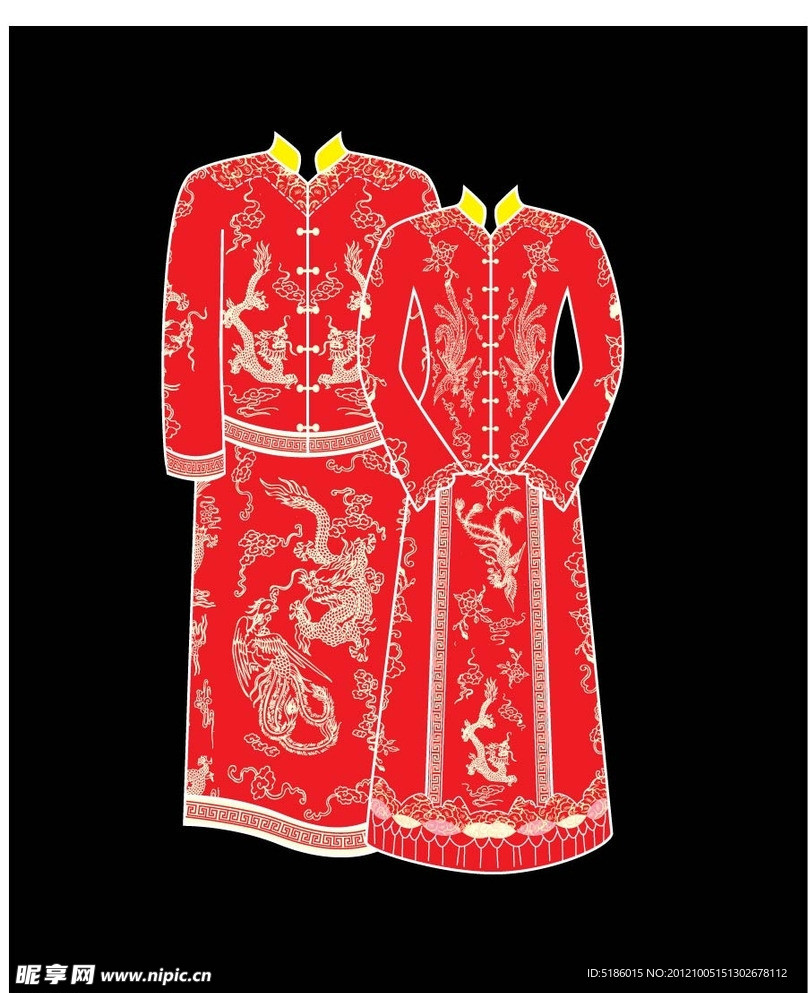 可爱唐装结婚礼服