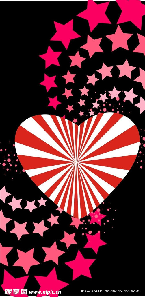 经典 情人节 七夕 爱心 星星底纹 矢量图