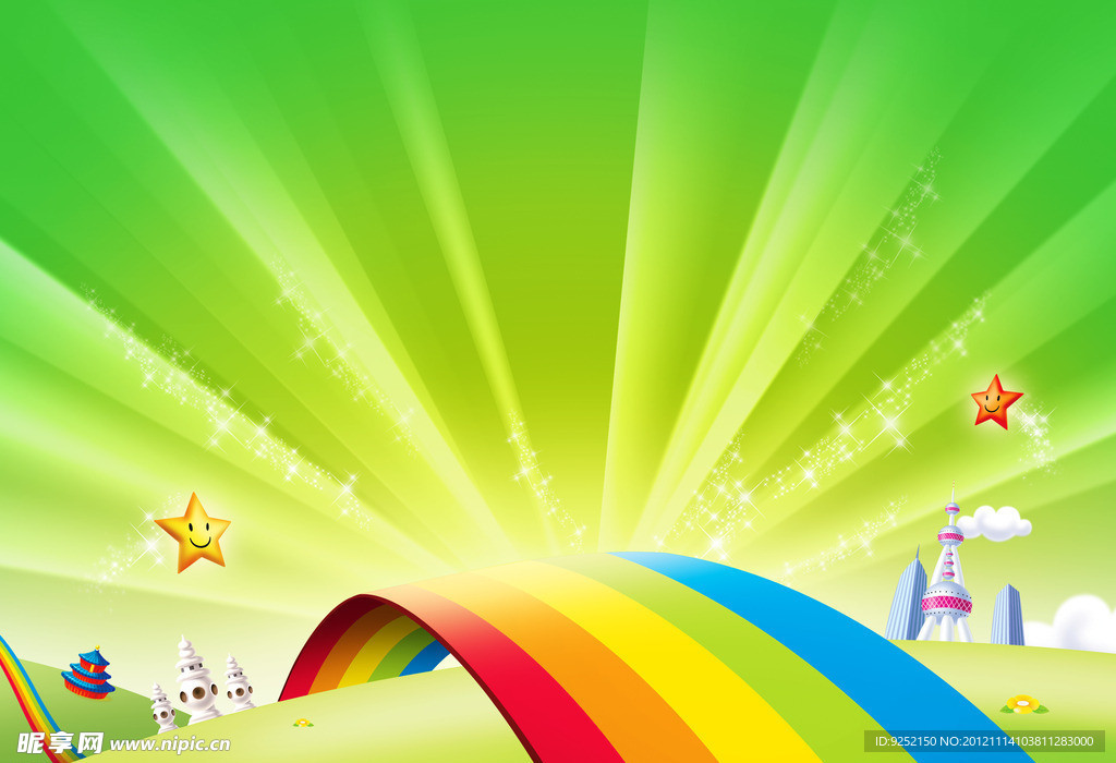 绿色卡通背景图片