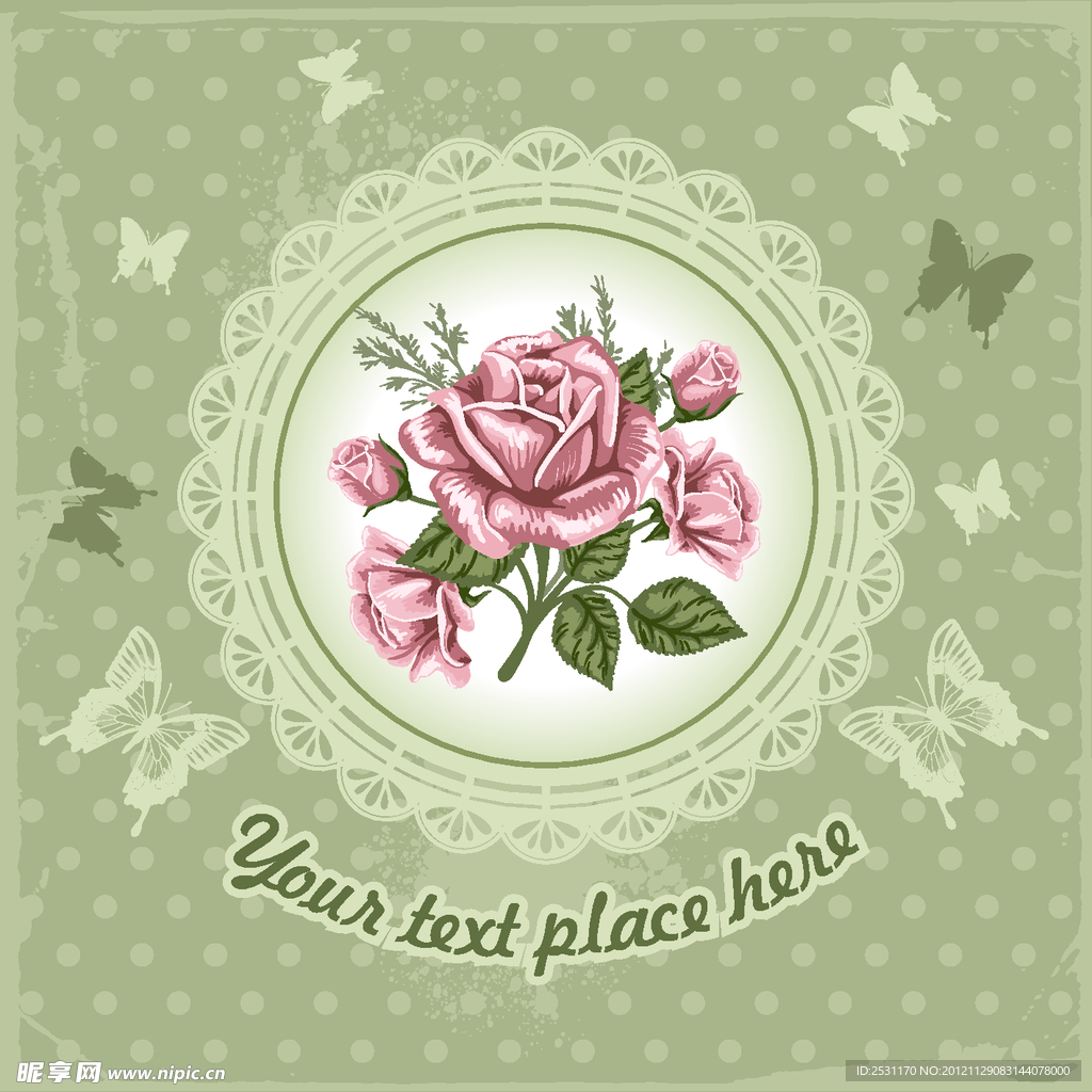 复古浪漫的玫瑰矢量卡