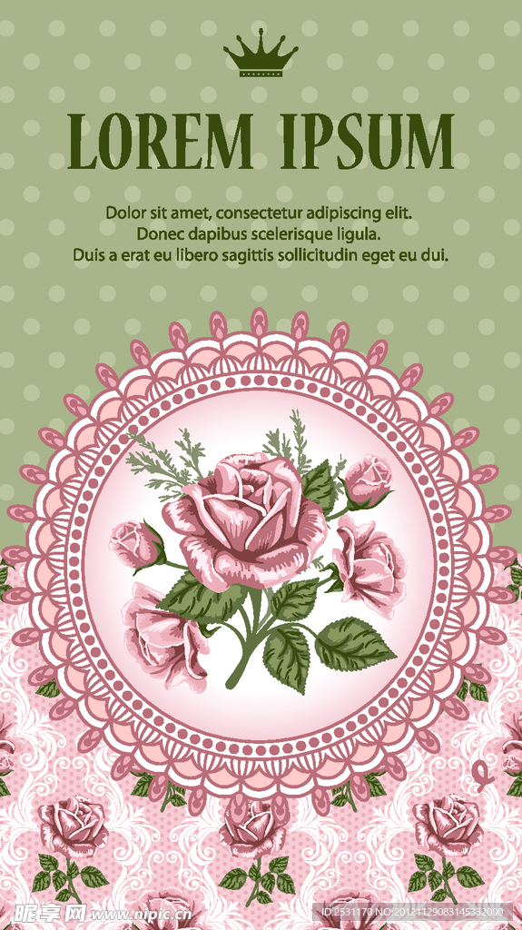 复古浪漫的玫瑰矢量卡