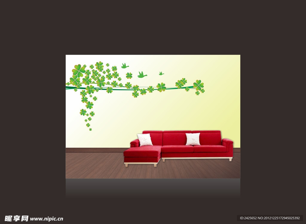 花纹 墙绘 四叶草 植物