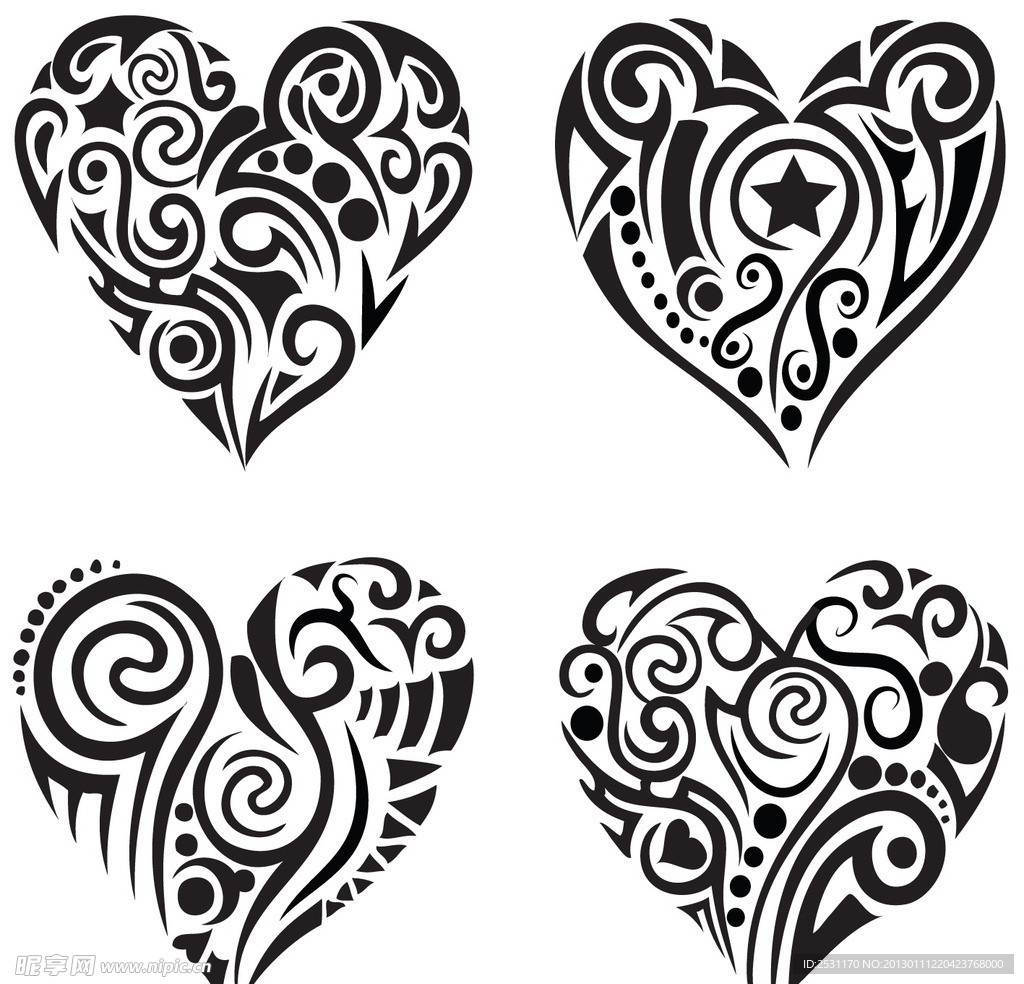 手绘情人节心型图标