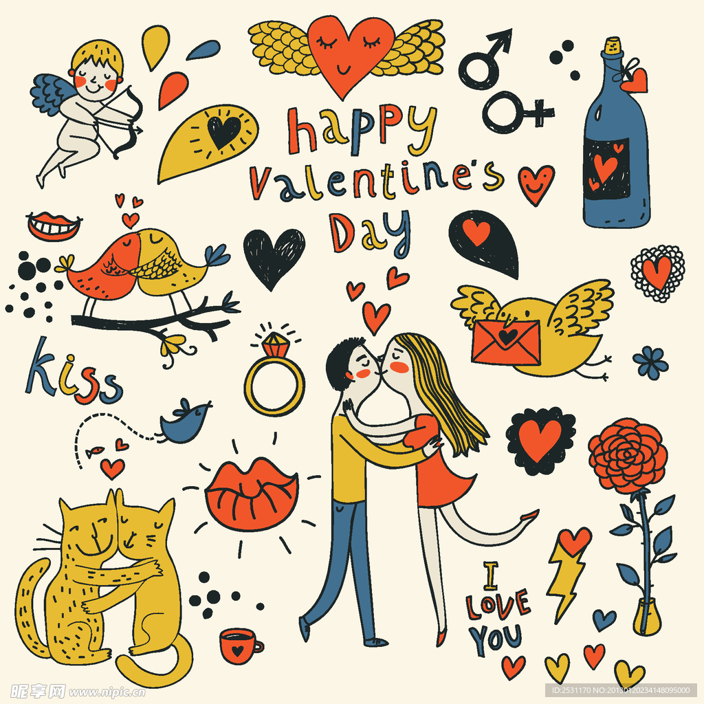 手绘情人节背景