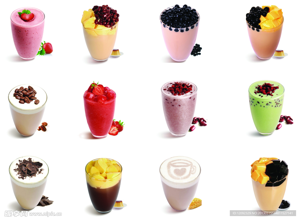 一组奶茶图片