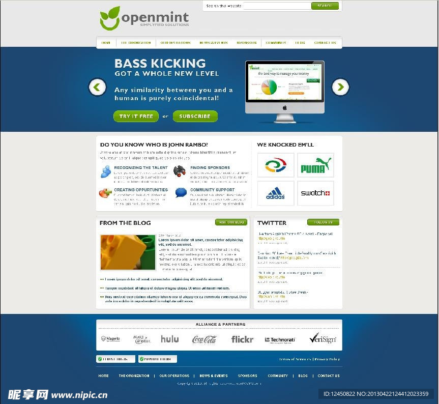 英文网站模板psd