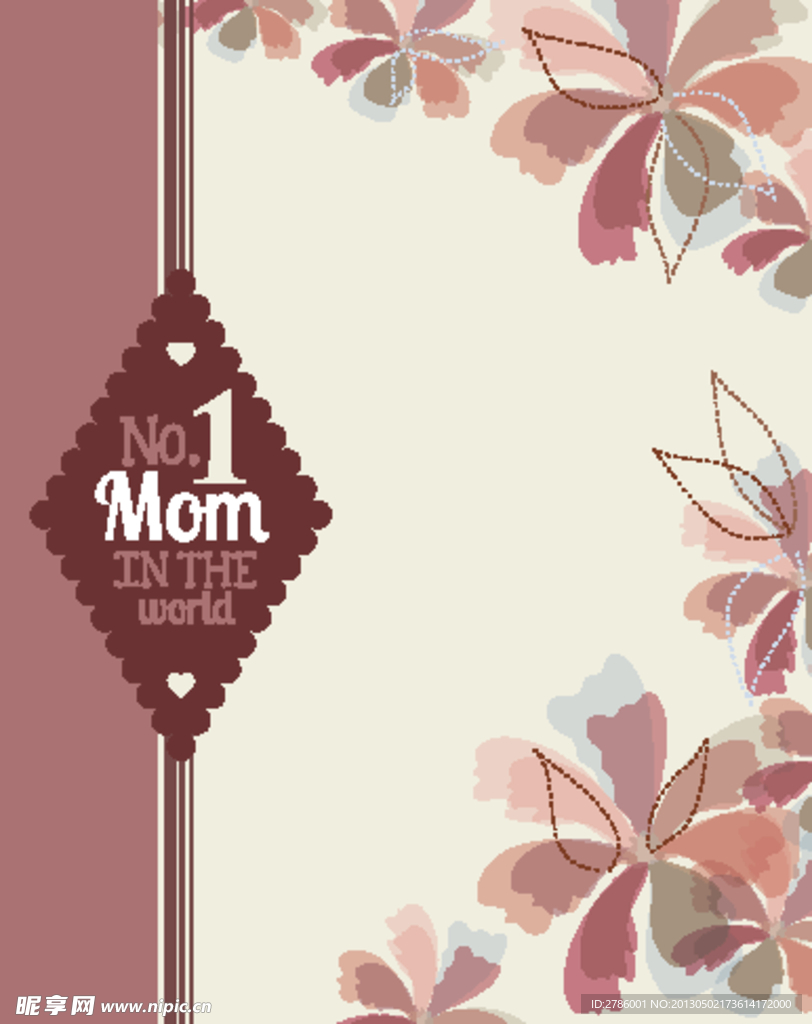 母亲节贺卡 鲜花背景