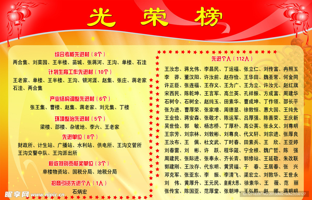 光荣榜展板模板