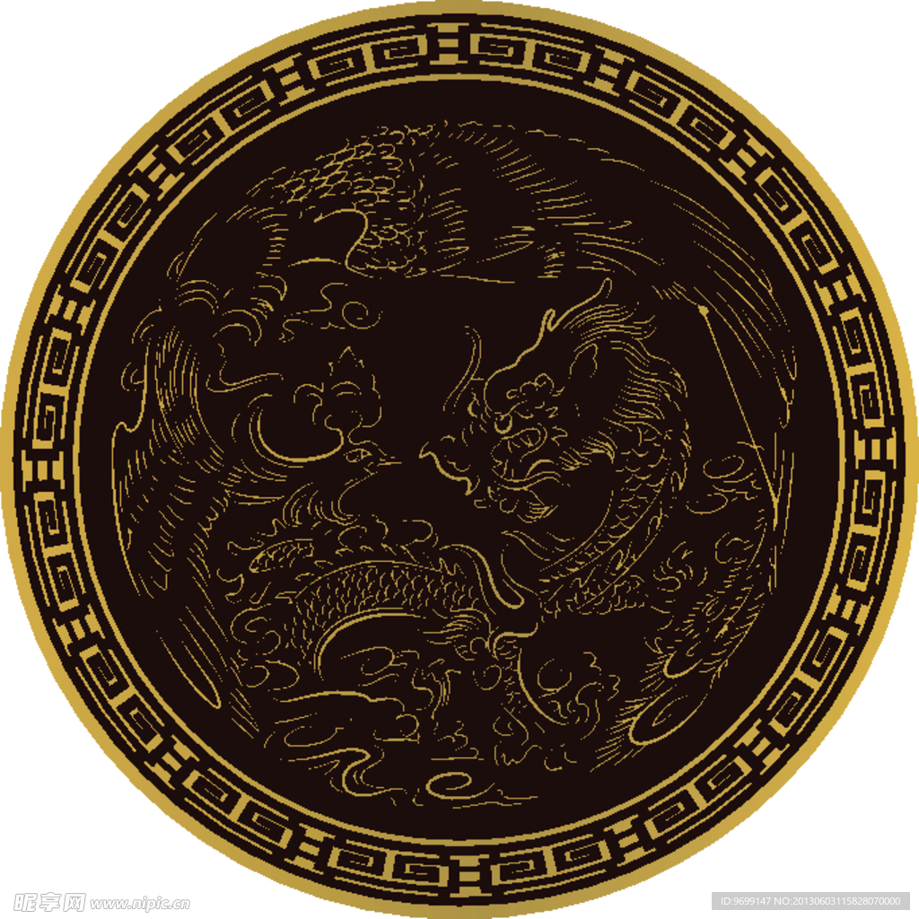 古典圆形龙纹