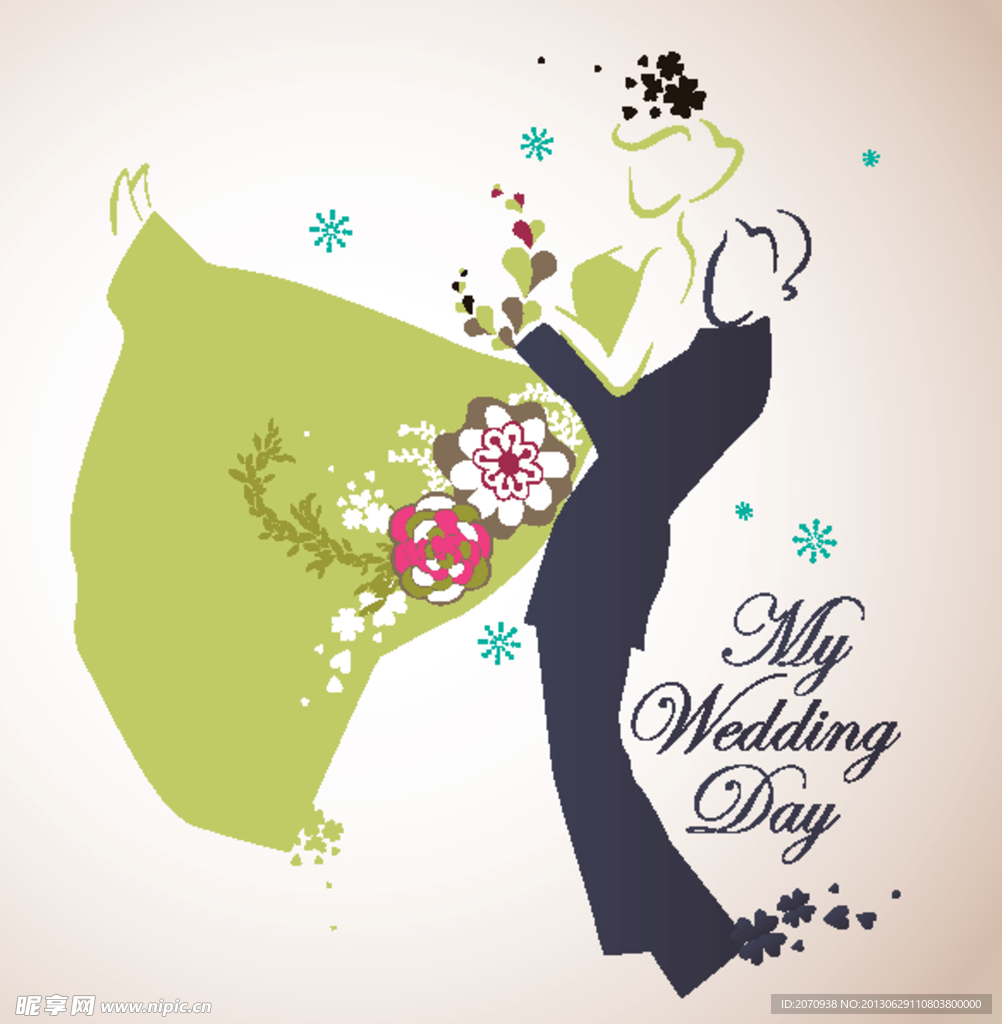 结婚婚礼主题插画矢量