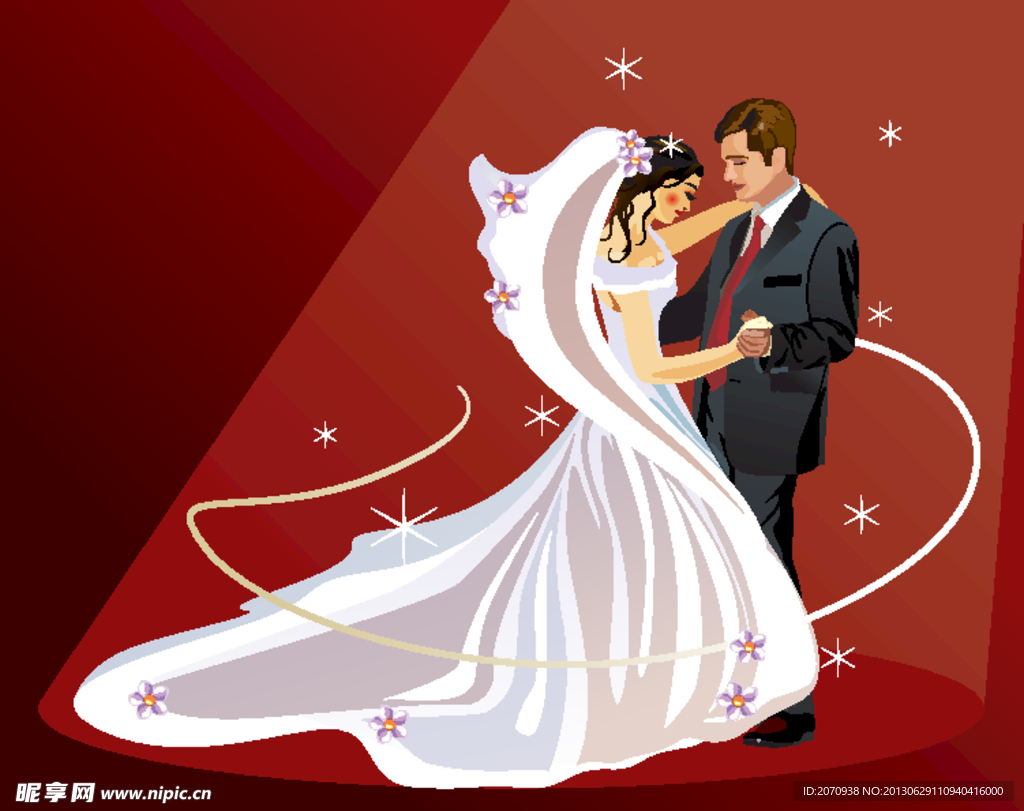 结婚婚礼主题插画矢量