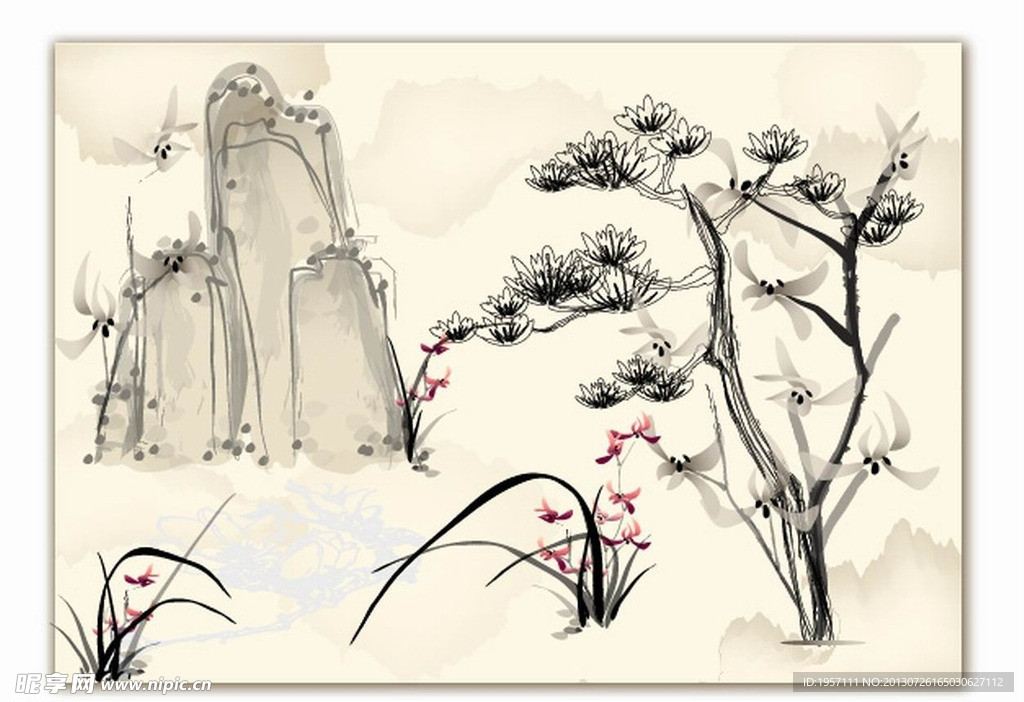 传统山水墨画