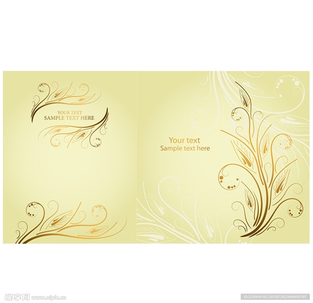 简洁金色花纹背景矢量