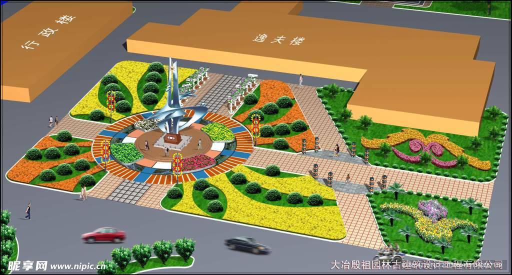 校园景观效果图