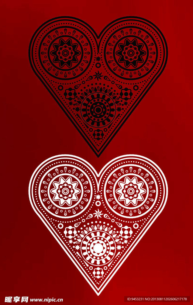 心形剪纸花纹