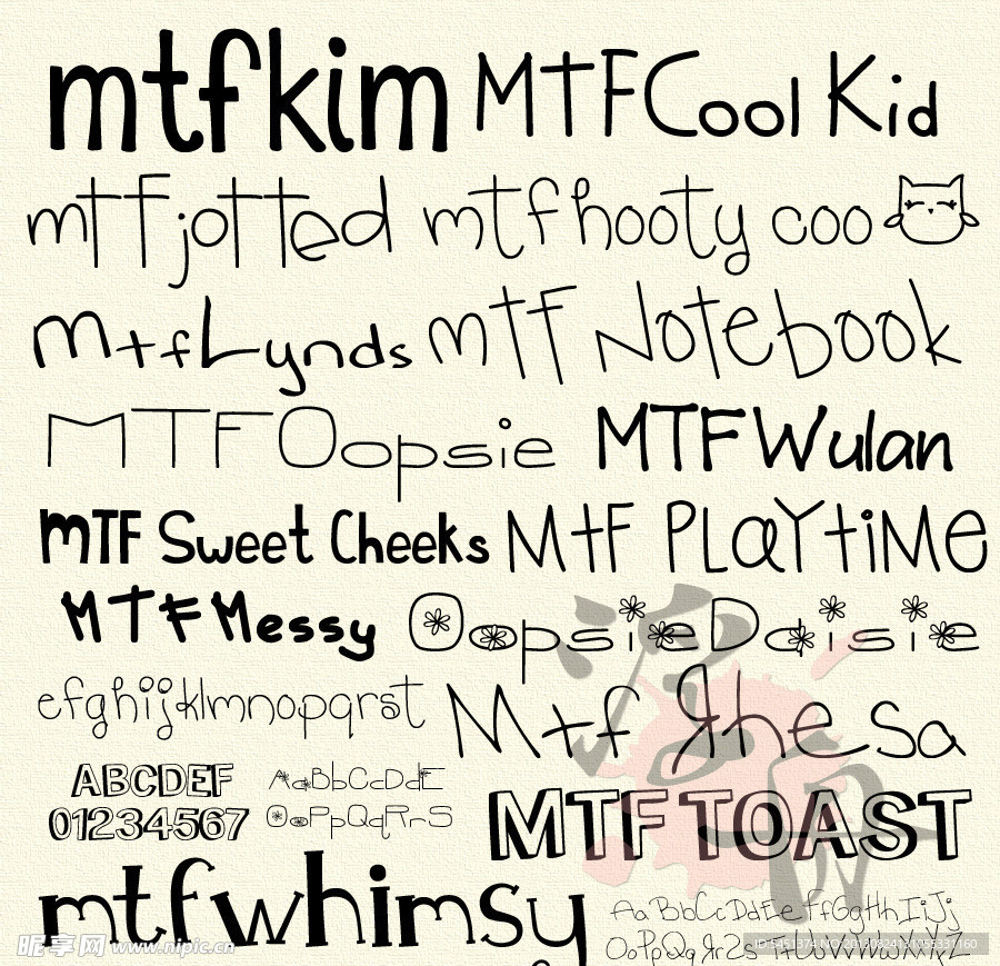 可爱手写英文字体