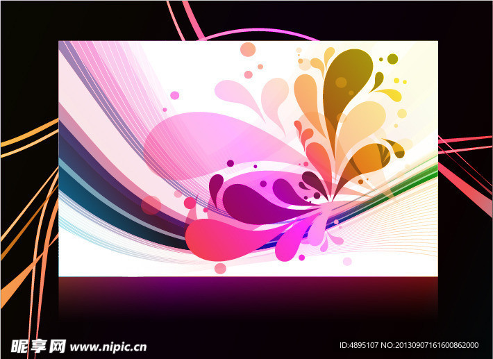 绚丽花纹黑色背景矢量