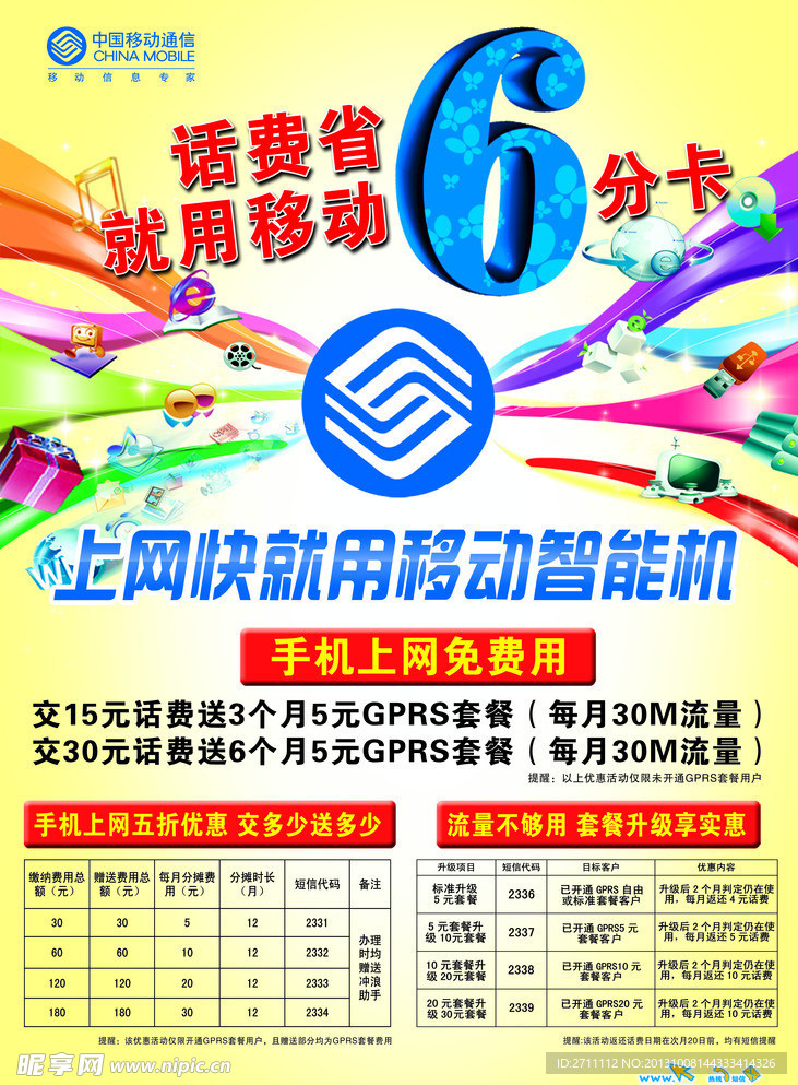移动6分卡海报