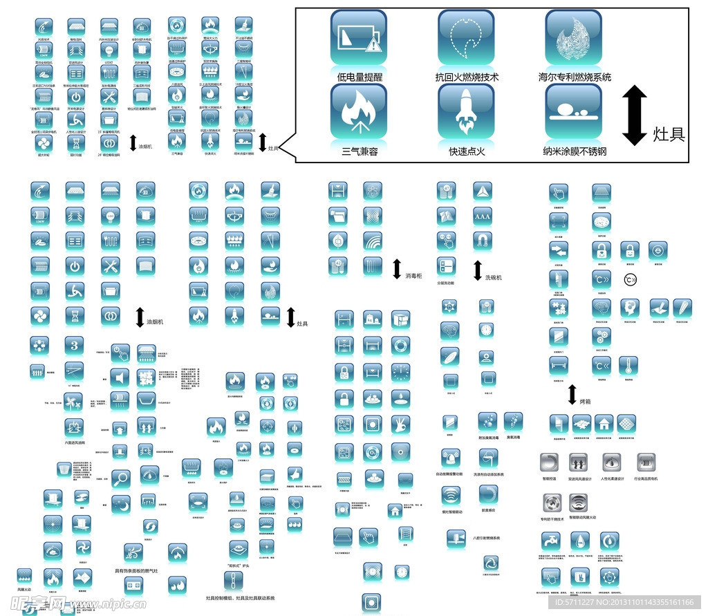 厨房电器图标矢量图