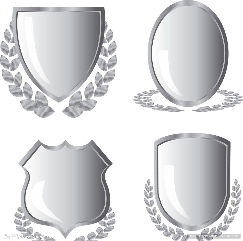 麦穗花纹花边矢量盾牌