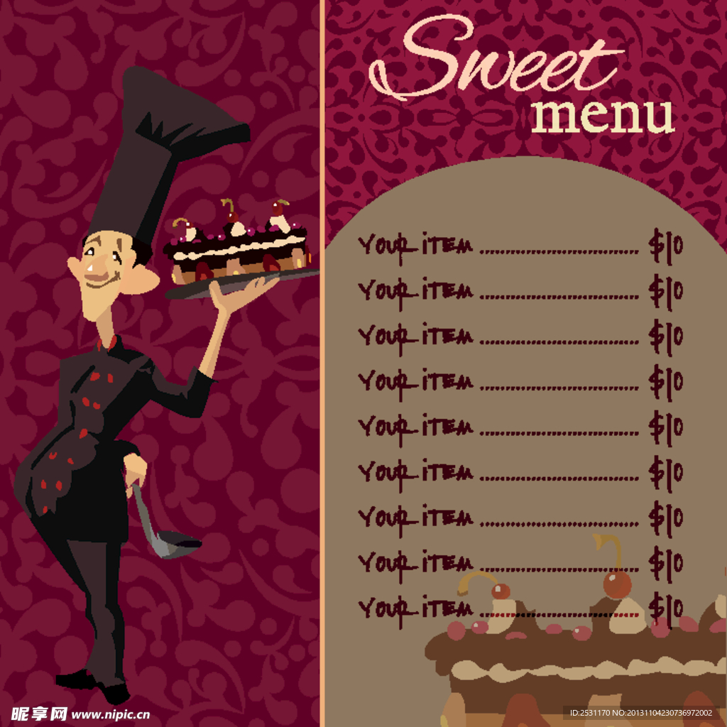 餐厅菜单模板矢量素材