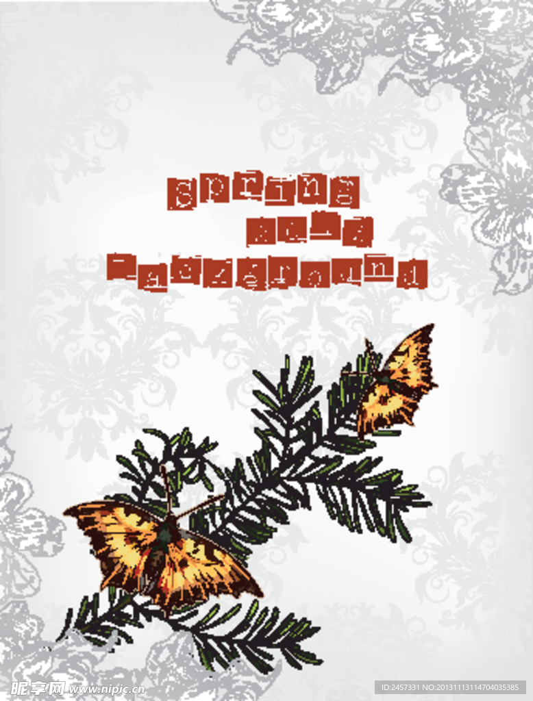 树枝蝴蝶 花纹花朵