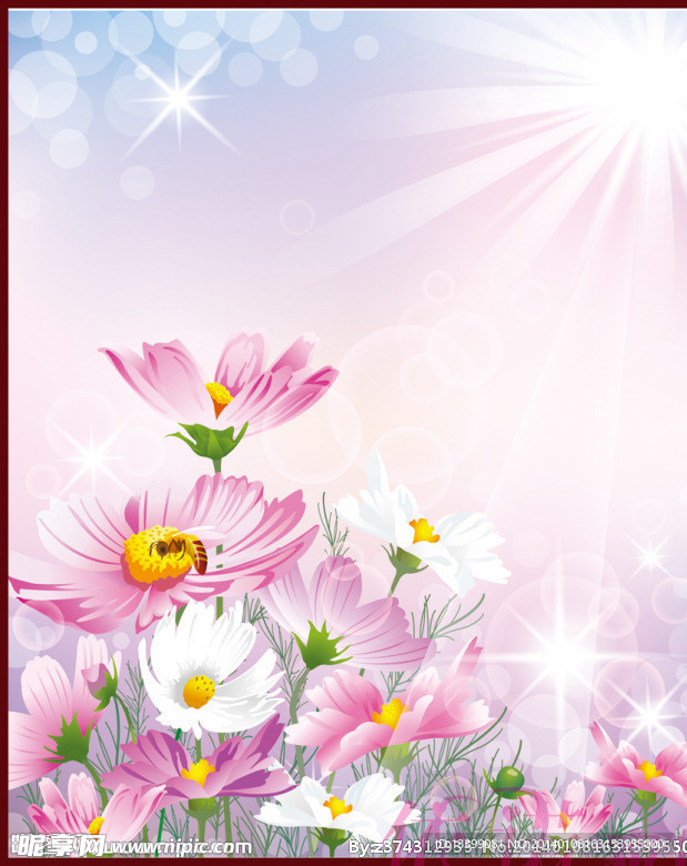 梦幻花朵矢量图