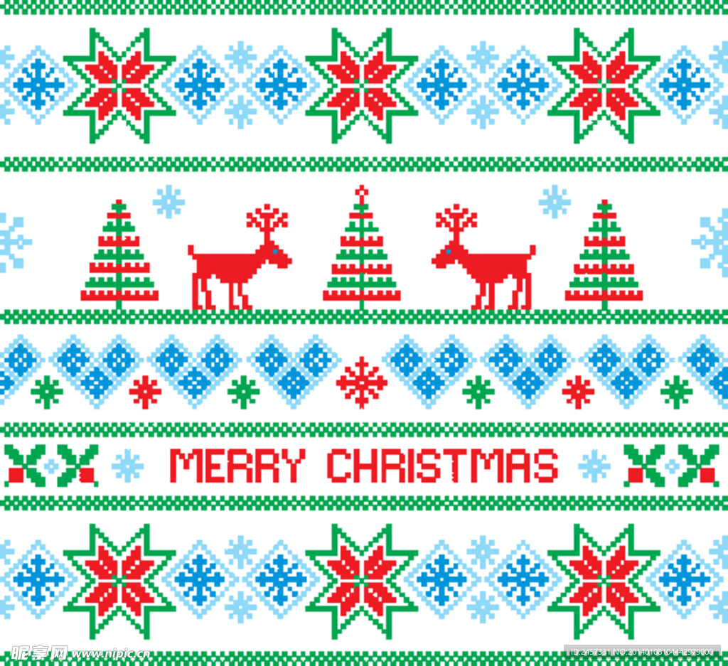 刺绣圣诞花纹