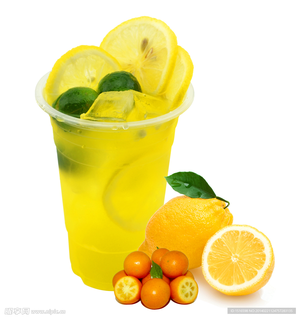 金桔柠檬果饮奶茶