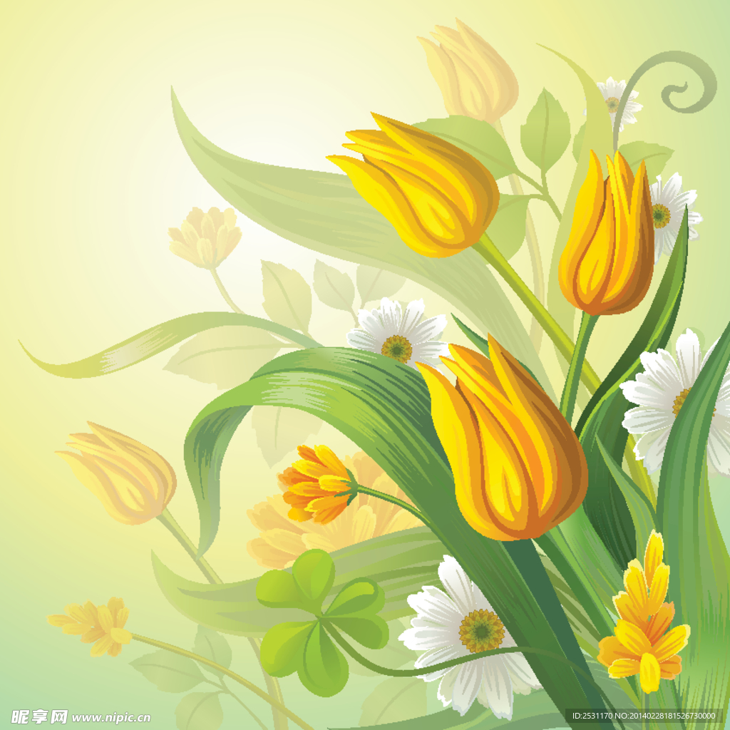 手绘百合花