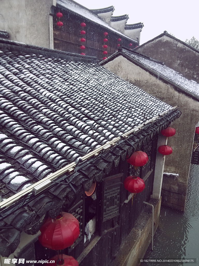 南浔古镇 红灯笼 雪