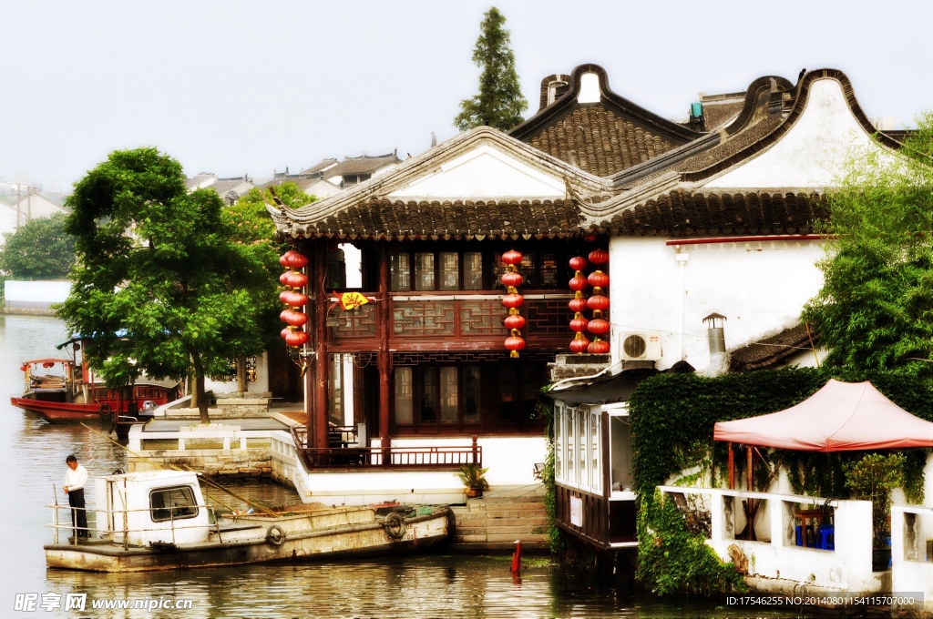 江南水乡 古镇 灯笼 