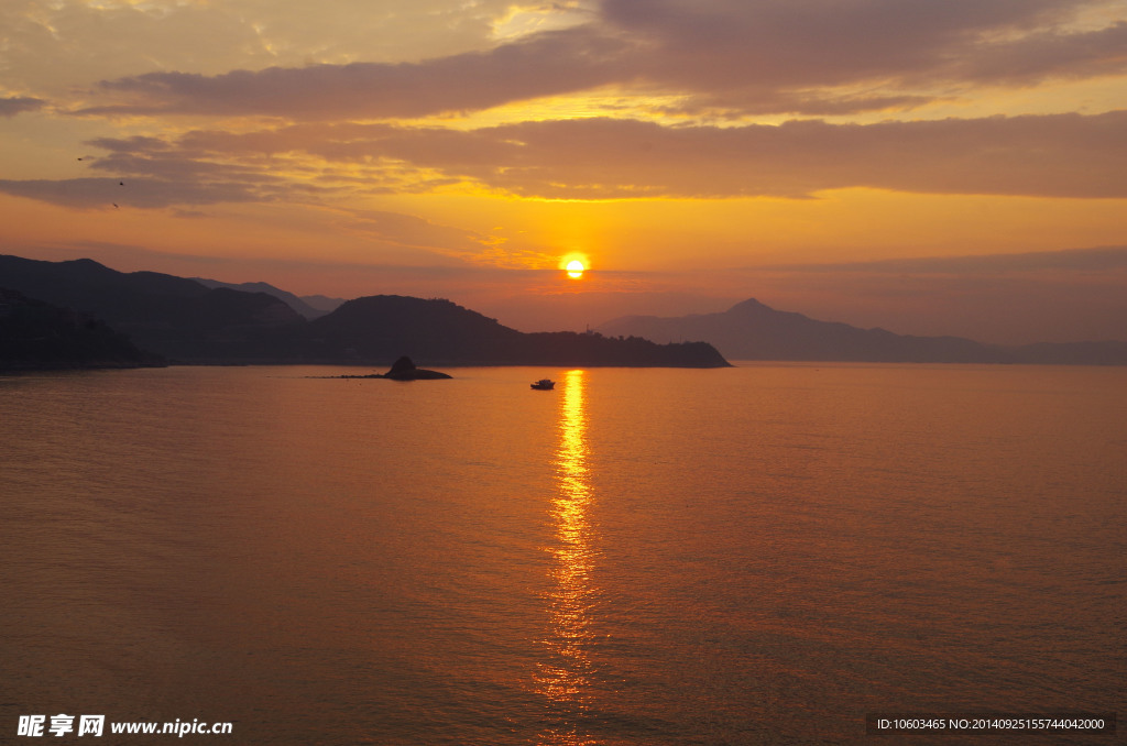 海滨风光 大海红阳