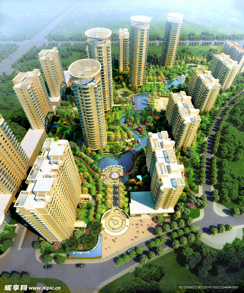 建筑设计 效果图 鸟瞰图