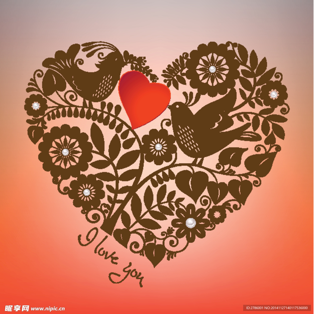 心形爱情鸟背景