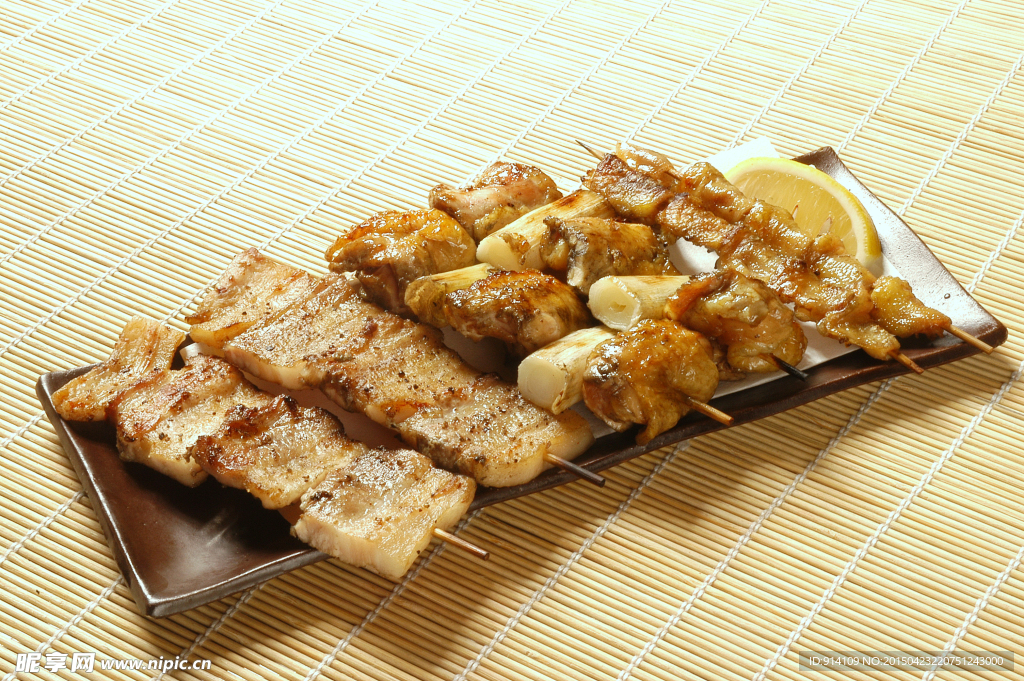 日式 日本料理  串烧鸡肉拼盘