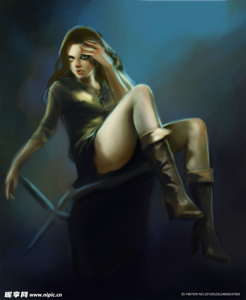 手绘美女