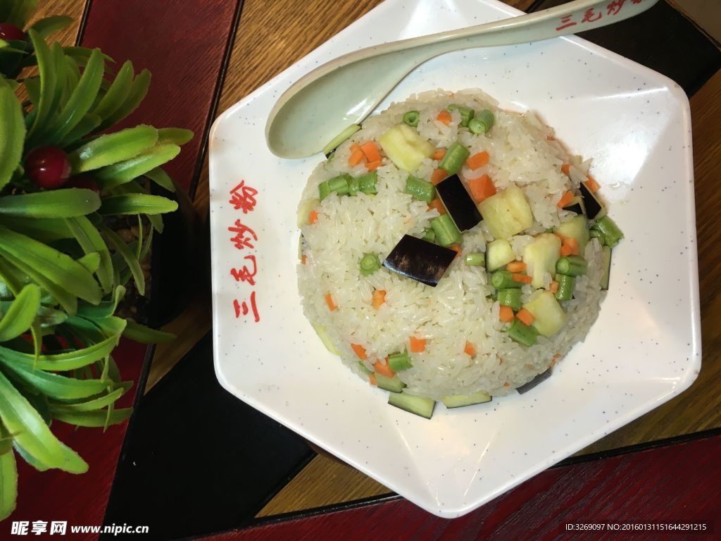 茄子豆角炒饭