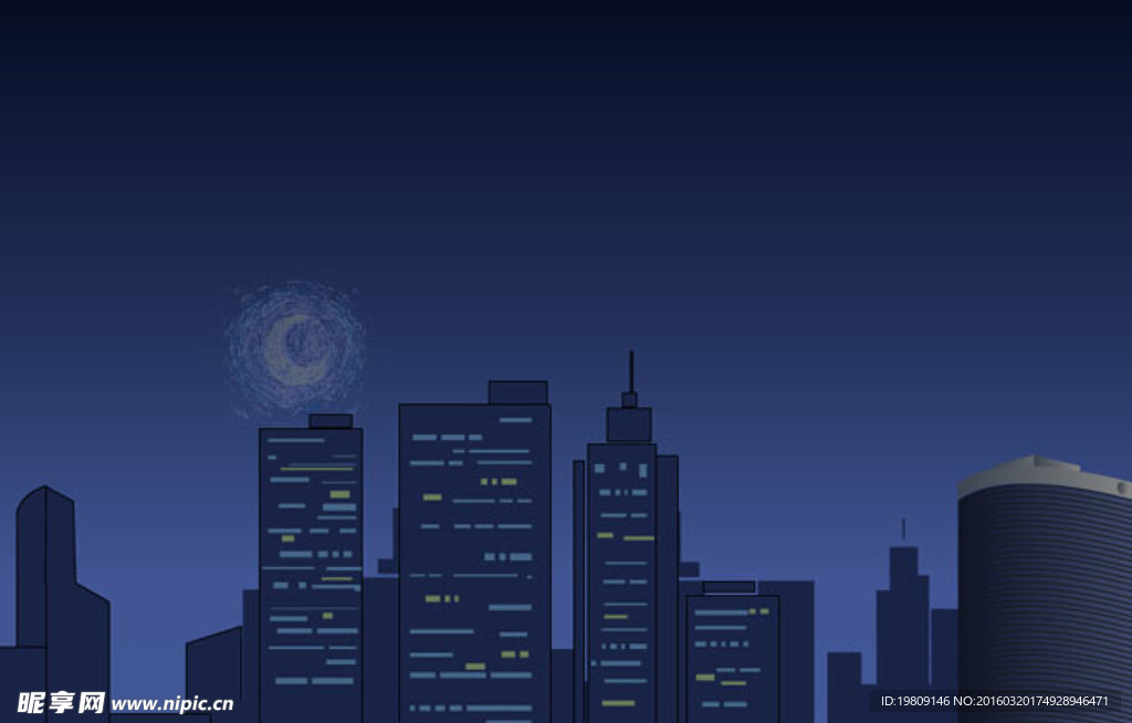 夜晚楼房场景flash动画