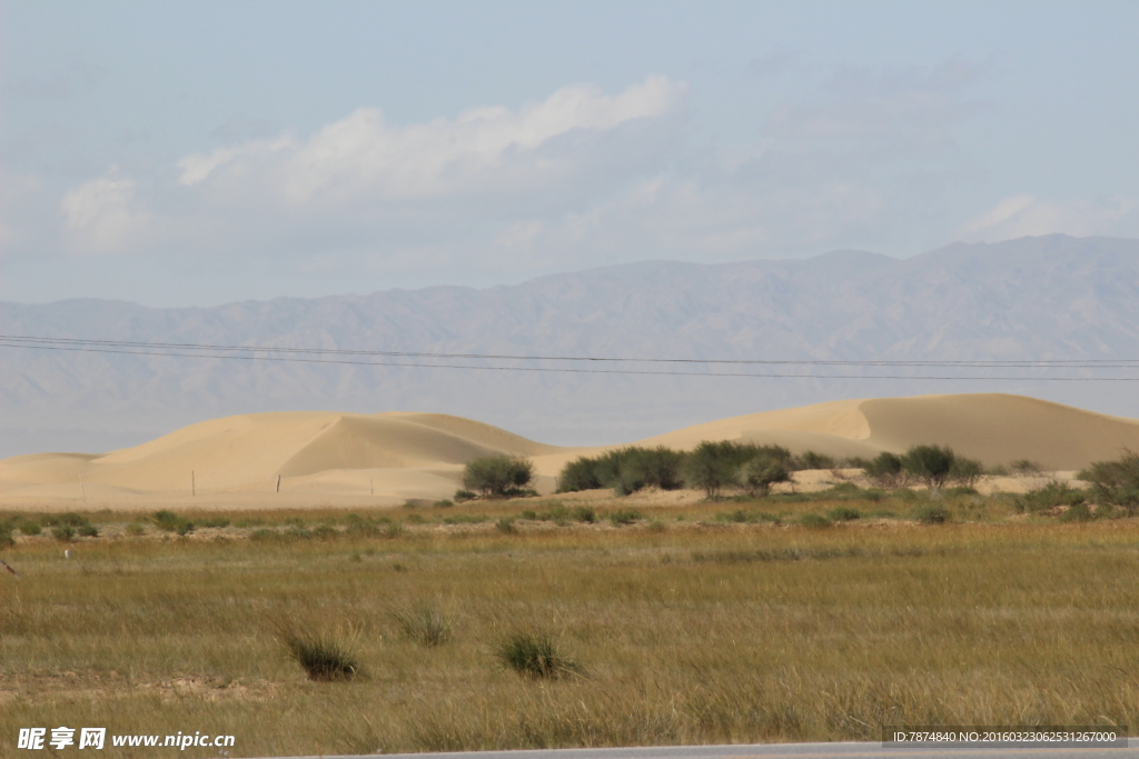 青海湖边沙漠