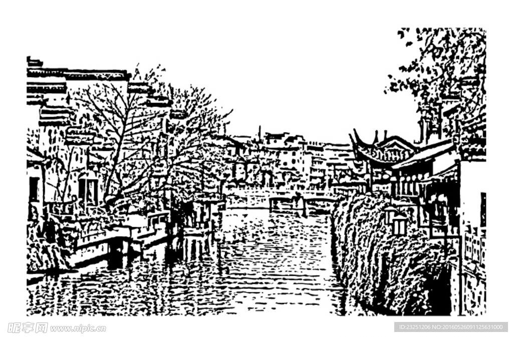 秦淮人家黑白图案