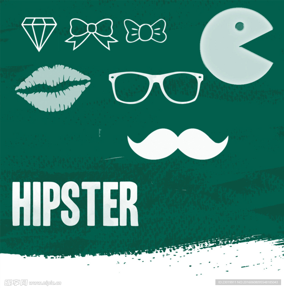 镜框胡子和蝴蝶结涂鸦PS笔刷